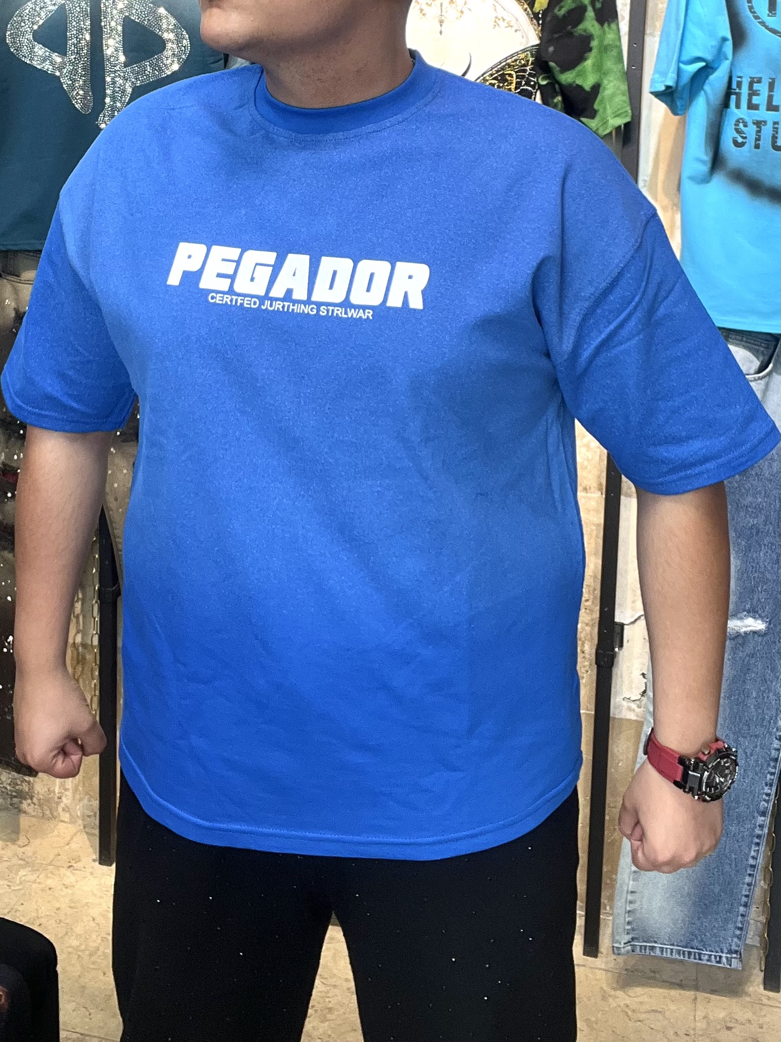 تیشرت مردانه رنگ آبی چاپ پگادور