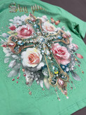تیشرت مردانه طرح پشت چاپ صلیب سبز پسته ای